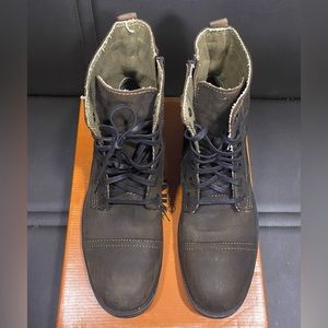 Mens Studio Ink brown lace up leather boots with zipper on the side size 11